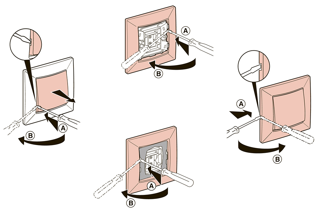Как снять и разобрать выключатель света со стены